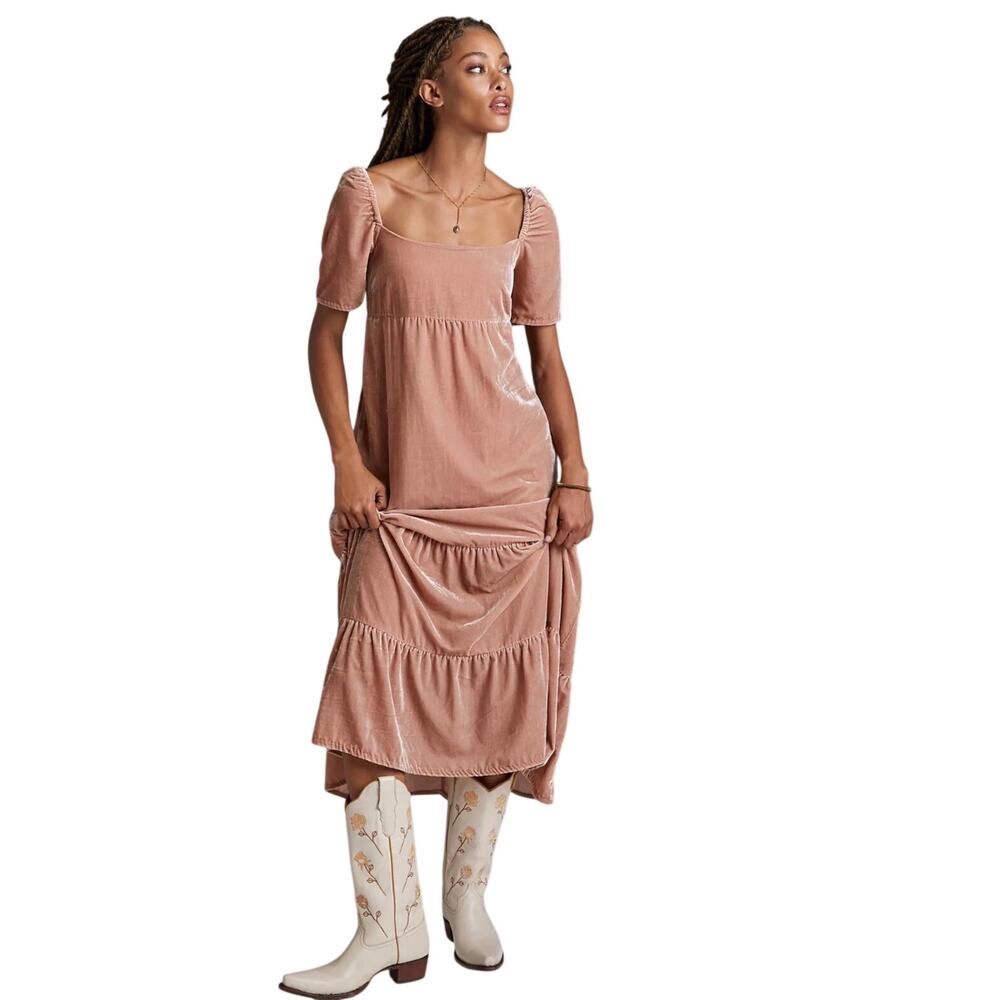 Velvet Empire Waist Midi Dress